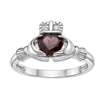 Gemminded Sterling Silver Garnet & Diamond Accent Ring