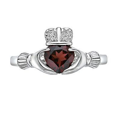 Gemminded Sterling Silver Garnet & Diamond Accent Ring