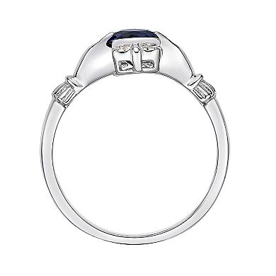 Gemminded Sterling Silver Lab-Created Sapphire & Diamond Accent Claddagh Ring