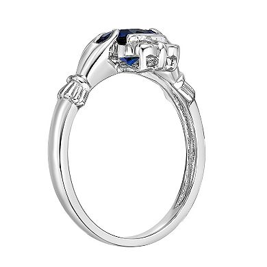 Gemminded Sterling Silver Lab-Created Sapphire & Diamond Accent Claddagh Ring