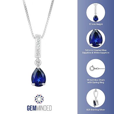 Gemminded Sterling Silver Lab-Created White Sapphire Accent & Lab-Created Sapphire Pendant Necklace