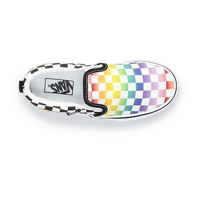 Kids rainbow checkered vans best sale