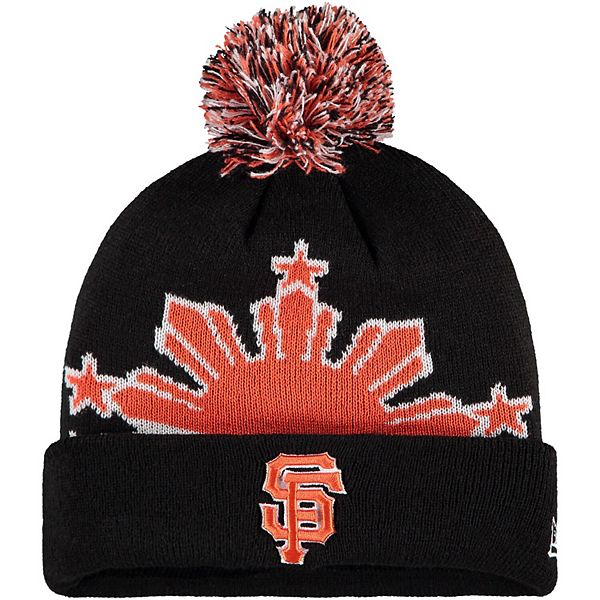 Women's New Era Black San Francisco Giants Filipino Sun Cuffed Knit Hat  with Pom