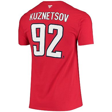 Men's Fanatics Branded Evgeny Kuznetsov Red Washington Capitals Name & Number T-Shirt