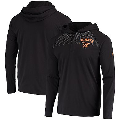 Men's Under Armour Black San Francisco Giants Foundry Charged Henley Raglan Tri-Blend Performance Pullover Hoodie