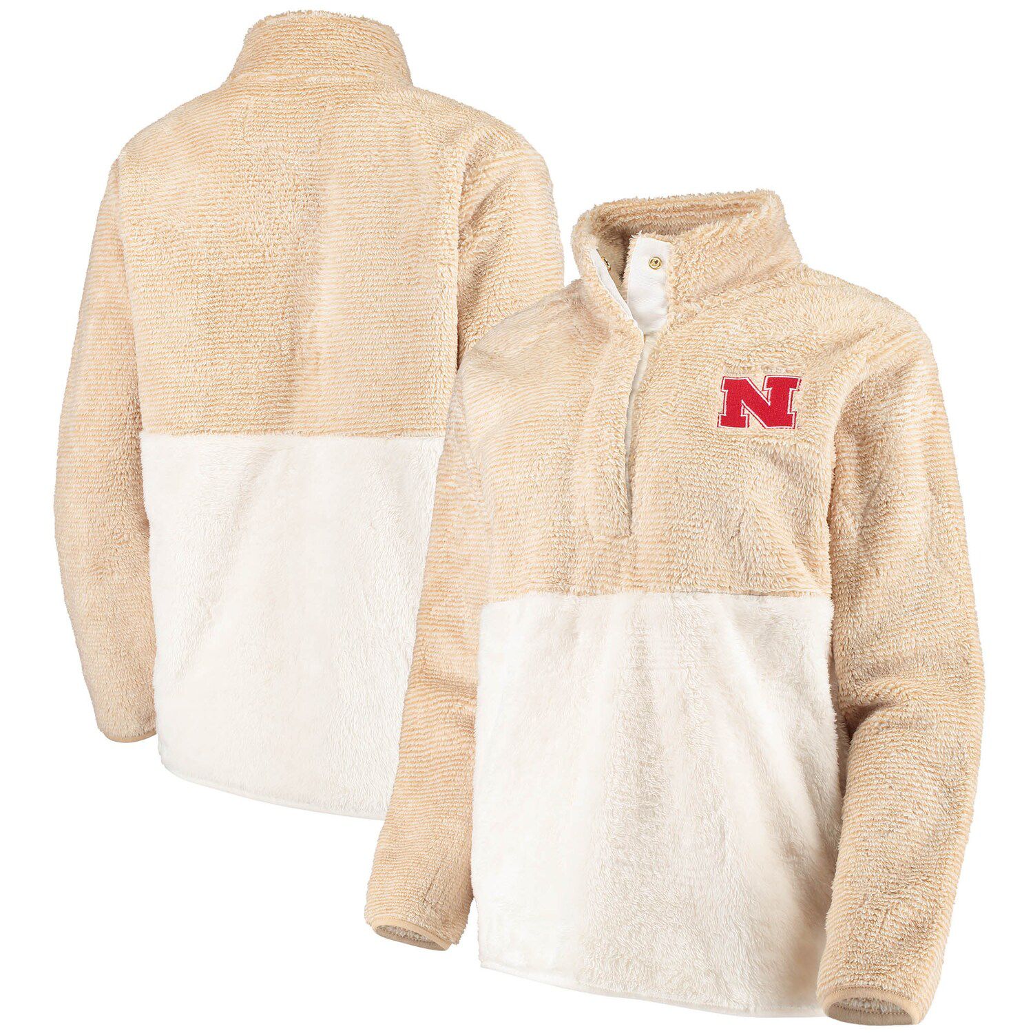 Image for Unbranded Women's Tan Nebraska Cornhuskers Contrast Fuzzy Fleece Quarter-Snap Jacket at Kohl's.