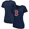 Women's Fanatics Branded Heathered Navy Boston Red Sox Core Weathered Tri-Blend V-Neck T-Shirt