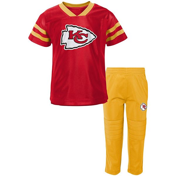 Toddler Red/Yellow Kansas City Chiefs Training Camp V-Neck T-Shirt & Pants  Set