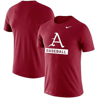 Men's Nike Heathered Cardinal Arkansas Razorbacks Baseball Logo Stack Legend Performance T-Shirt