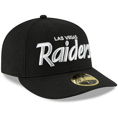 Men's New Era Black Las Vegas Raiders Omaha Script Low Profile 59FIFTY Fitted Hat