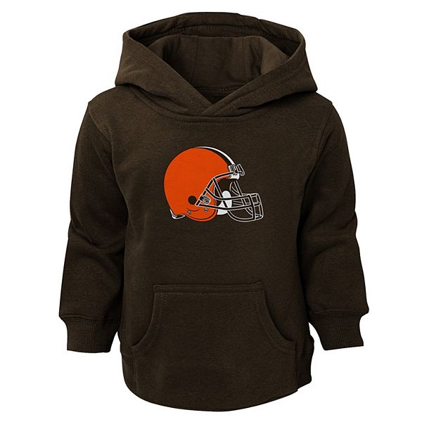 Toddler Brown Cleveland Browns Team Logo Pullover Hoodie Size:3T