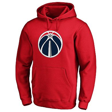 Men's Fanatics Branded Red Washington Wizards Icon Primary Logo Fitted Pullover Hoodie