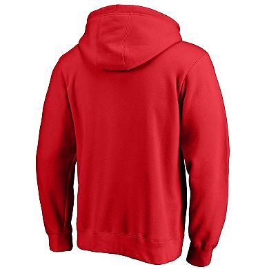 Men's Fanatics Branded Red Washington Wizards Icon Primary Logo Fitted Pullover Hoodie