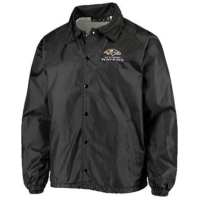Men's Black Baltimore Ravens Coaches Classic Raglan Full-Snap Windbreaker Jacket