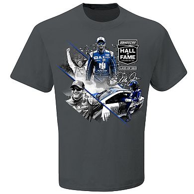 Men's JR Motorsports Official Team Apparel Charcoal Dale Earnhardt Jr. NASCAR Hall of Fame Class of 2021 Graphic 2-Spot T-Shirt
