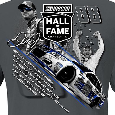 Men's JR Motorsports Official Team Apparel Charcoal Dale Earnhardt Jr. NASCAR Hall of Fame Class of 2021 Graphic 2-Spot T-Shirt