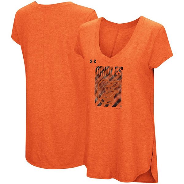 Women's Under Armour Heathered Orange Baltimore Orioles Streak Flowy V-Neck  T-Shirt