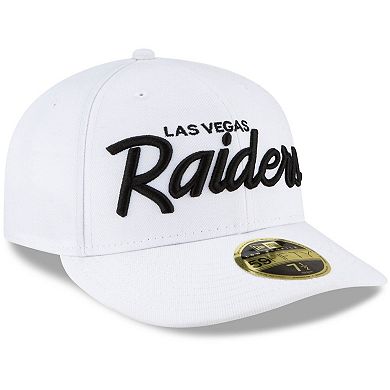 Men's New Era White Las Vegas Raiders Omaha Script Low Profile 59FIFTY Fitted Hat
