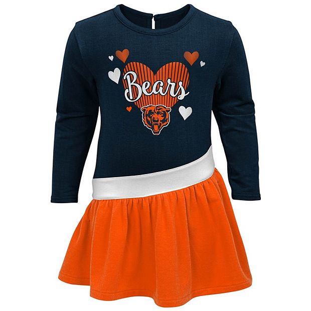 Girls Toddler Navy Chicago Bears All Hearts Jersey Long Sleeve Dress