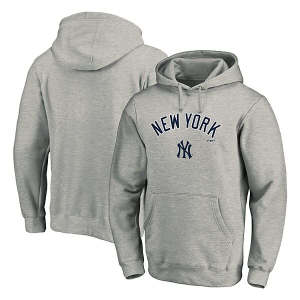 Men's New York Yankees Fanatics Branded Oatmeal Cooperstown Collection Logo  Pullover Hoodie