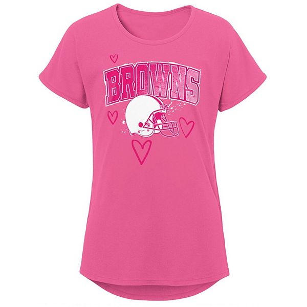 Girls Youth Pink Cleveland Browns Go-Getter T-Shirt