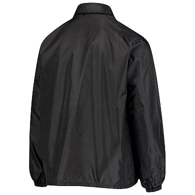 Men's Black Miami Dolphins Coaches Classic Raglan Full-Snap Windbreaker Jacket