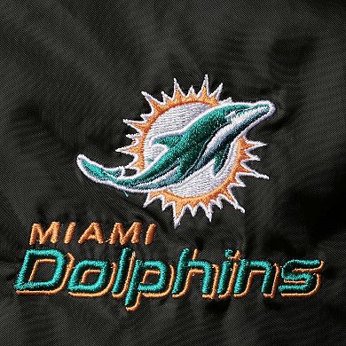 Men's Black Miami Dolphins Coaches Classic Raglan Full-Snap Windbreaker Jacket