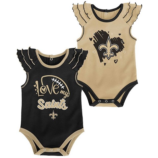 Girls Newborn Gold/Black New Orleans Saints Two-Pack Touchdown Bodysuit Set