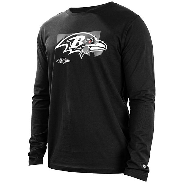 Custom Baltimore Ravens Men's Black Name & Number Logo Long Sleeve