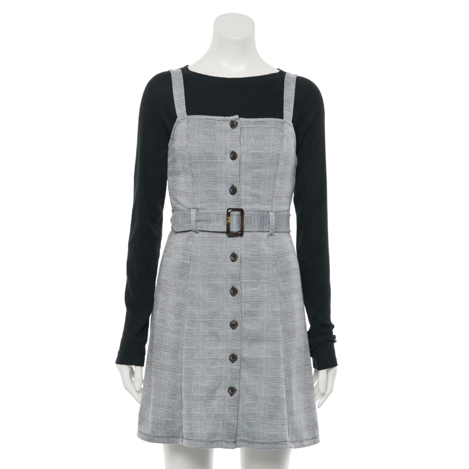 belted pinafore dress