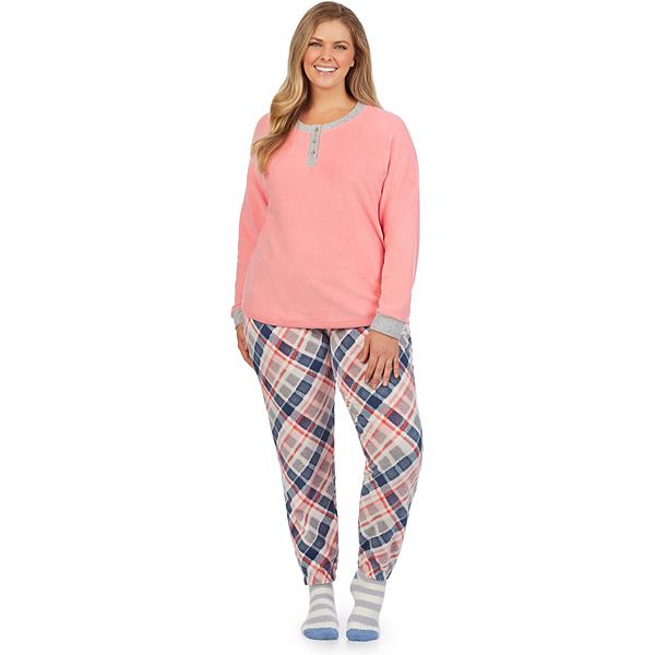 Plus Size Cuddl Duds® Microfleece Pajama Top Pajama Pants And Socks Set 