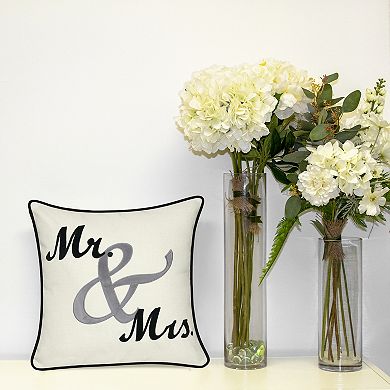 Edie@Home Celebrations "Mr & Mrs" Cursive Decorative Pillow