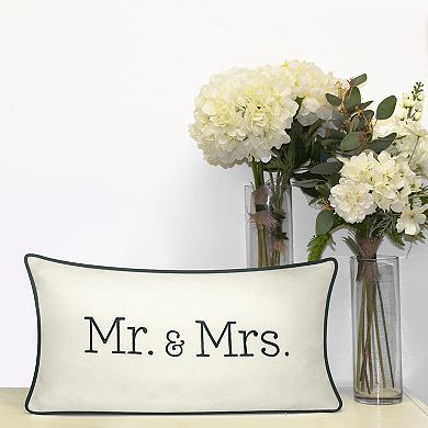 Edie@Home Celebrations "Mr & Mrs" Lumbar Decorative Pillow