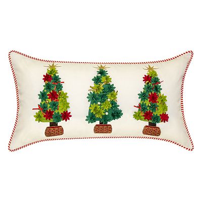 Edie at Home Holiday Potted Christmas Trees Indoor Outdoor Lumbar Throw Pillow