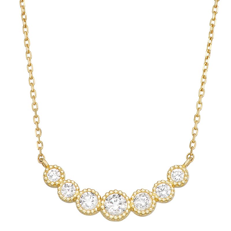 Forever Radiant 10k Gold CZ Necklace, Womens, Size: 18, White