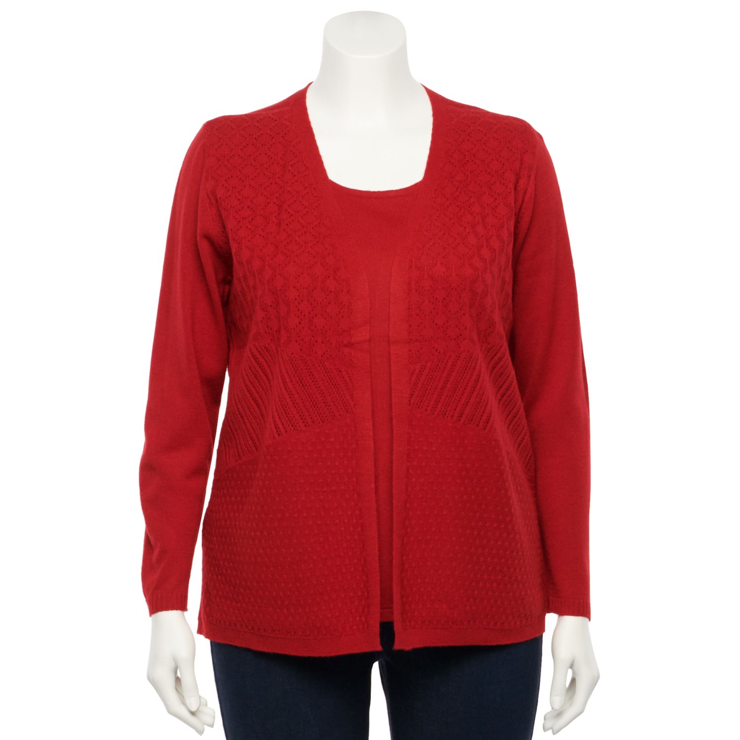 red cardigan sweater plus size