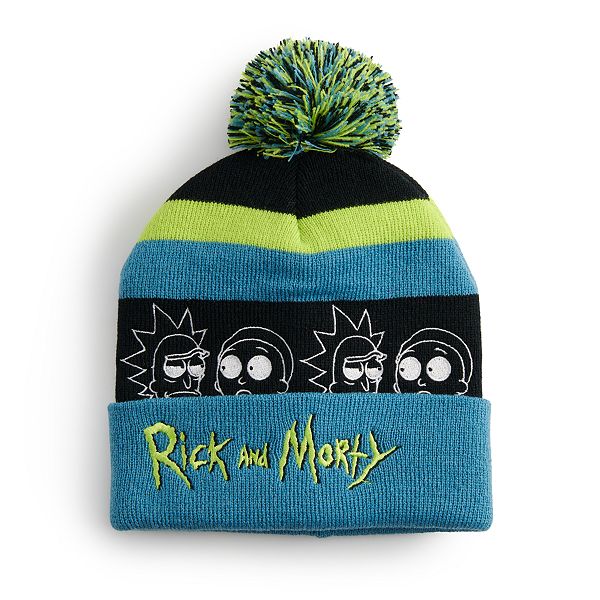 Rick & Morty Adult Swim Cartoon Network Pom Pom Winter Knit Hat Cap New Tags 