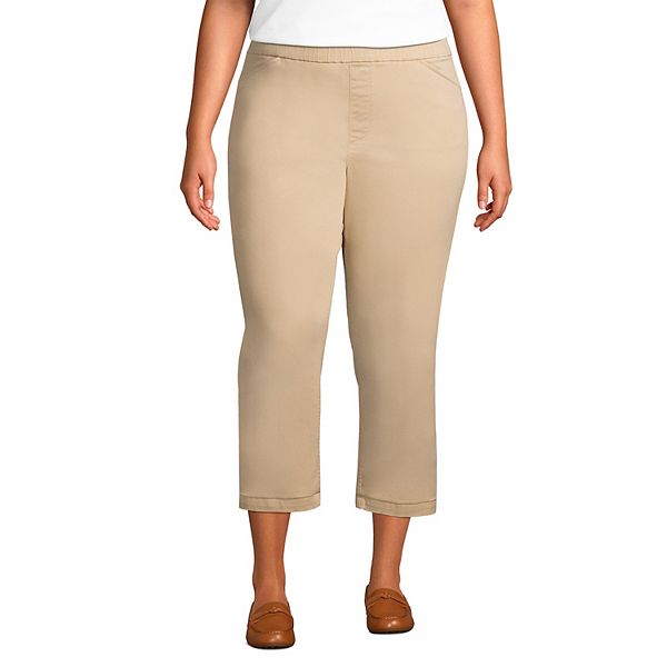 Plus Size Lands' End Pull-On Chino Crop Pants