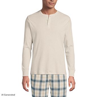 Big & Tall Lands' End Knit Ribbed Pajama Henley