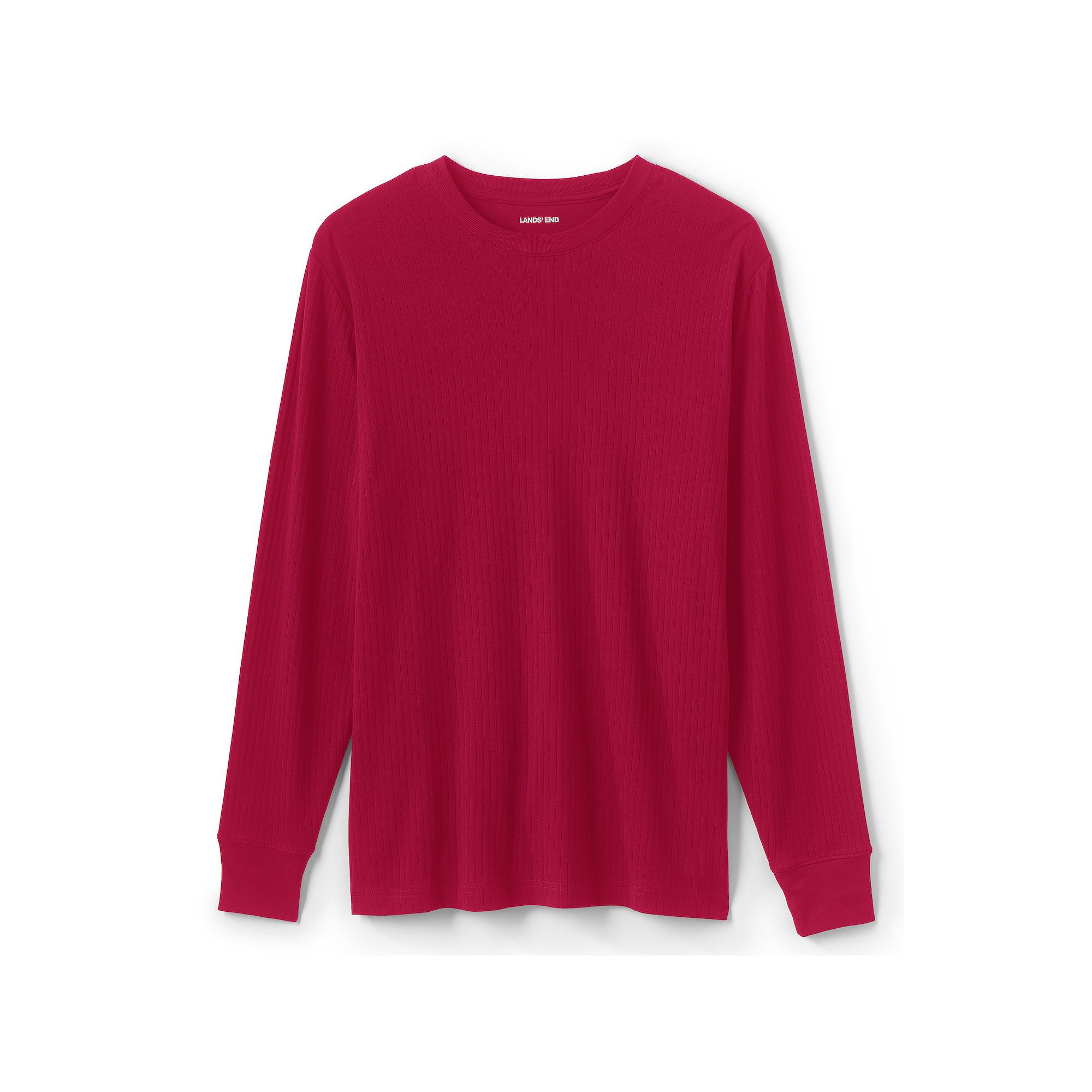 Mens Lands End Knit Ribbed Crewneck Pajama Sleep Shirt, Size: Small, Rich