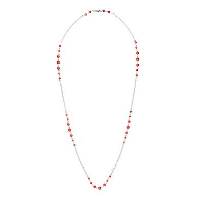 Sterling Silver Beaded Coral Necklace