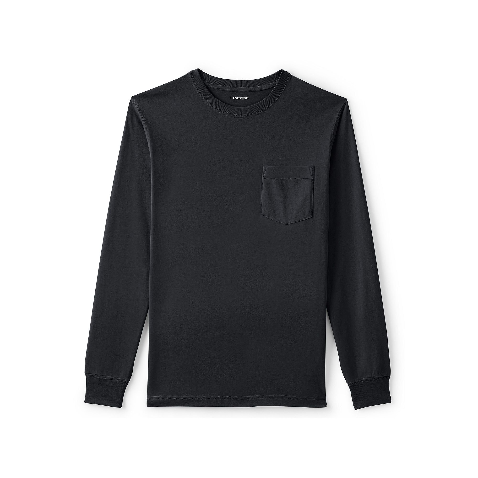 Mens Lands End Super-T Henley, Size: Medium, Black