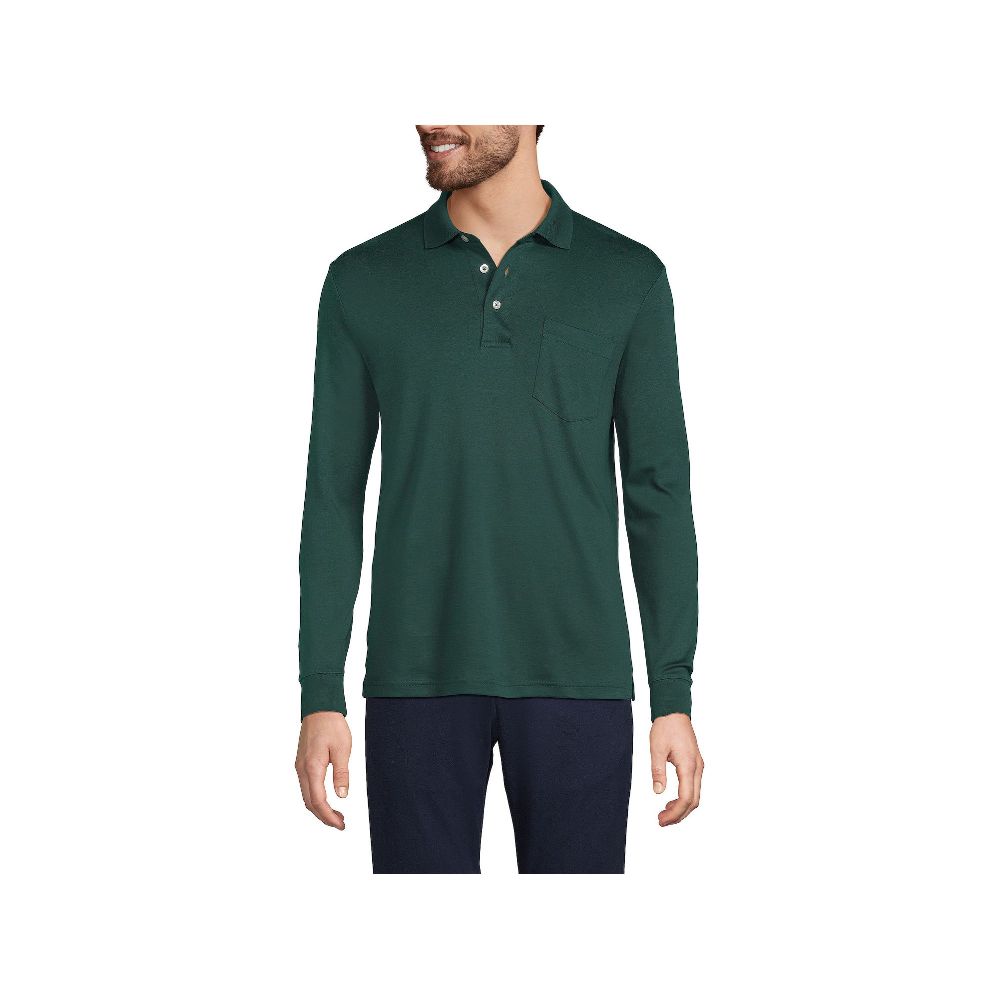 Mens Lands End Classic-Fit Super Soft Supima Pocket Polo, Size: Medium, D