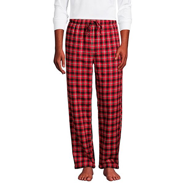 Men's Lands' End Plaid Sherpa-Lined Flannel Pajama Pants