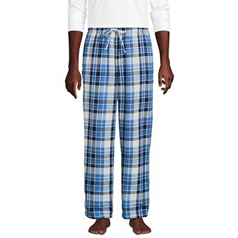 Big & Tall Lands' End Plaid Sherpa-Lined Flannel Pajama Sleep Pants