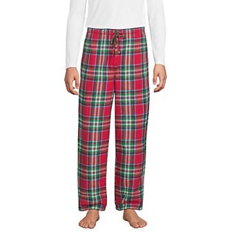 Big & Tall Lands' End Plaid Sherpa-Lined Flannel Pajama Sleep Pants