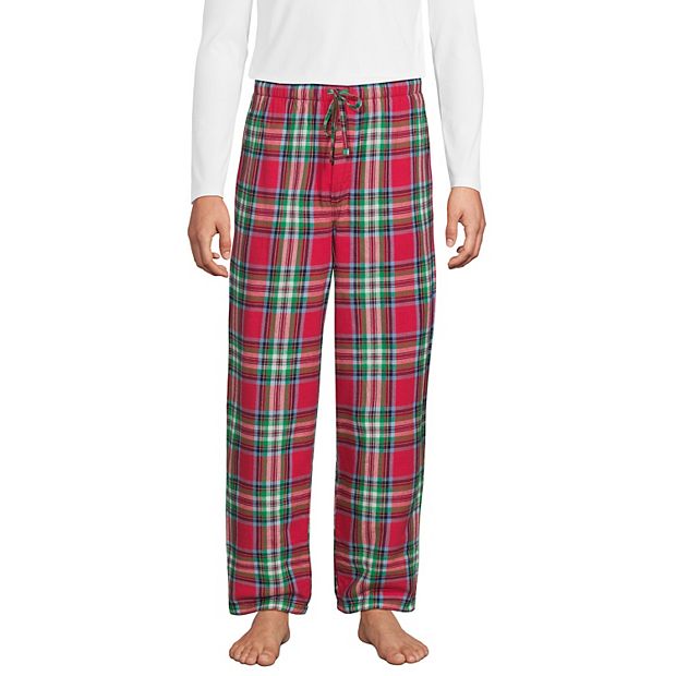 Big Tall Lands End Plaid Sherpa Lined Flannel Pajama Sleep Pants
