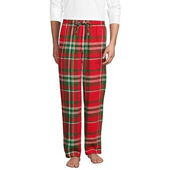 Big & Tall Lands' End Plaid Sherpa-Lined Flannel Pajama Sleep Pants