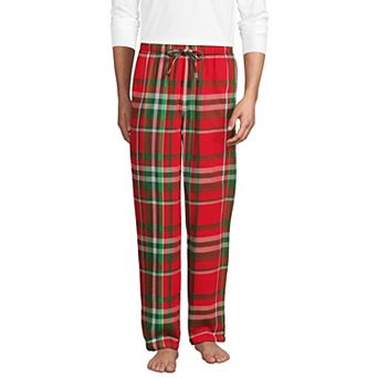 Big & Tall Lands' End Plaid Sherpa-Lined Flannel Pajama Sleep Pants