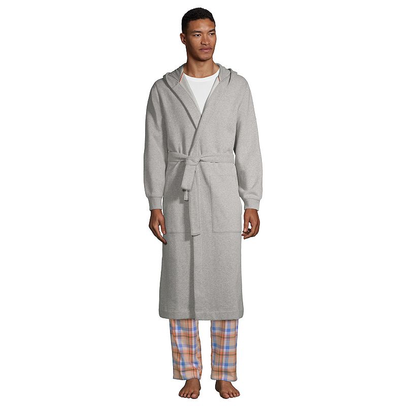Mens Lands End Serious Sweats Robe, Size: Small, Grey